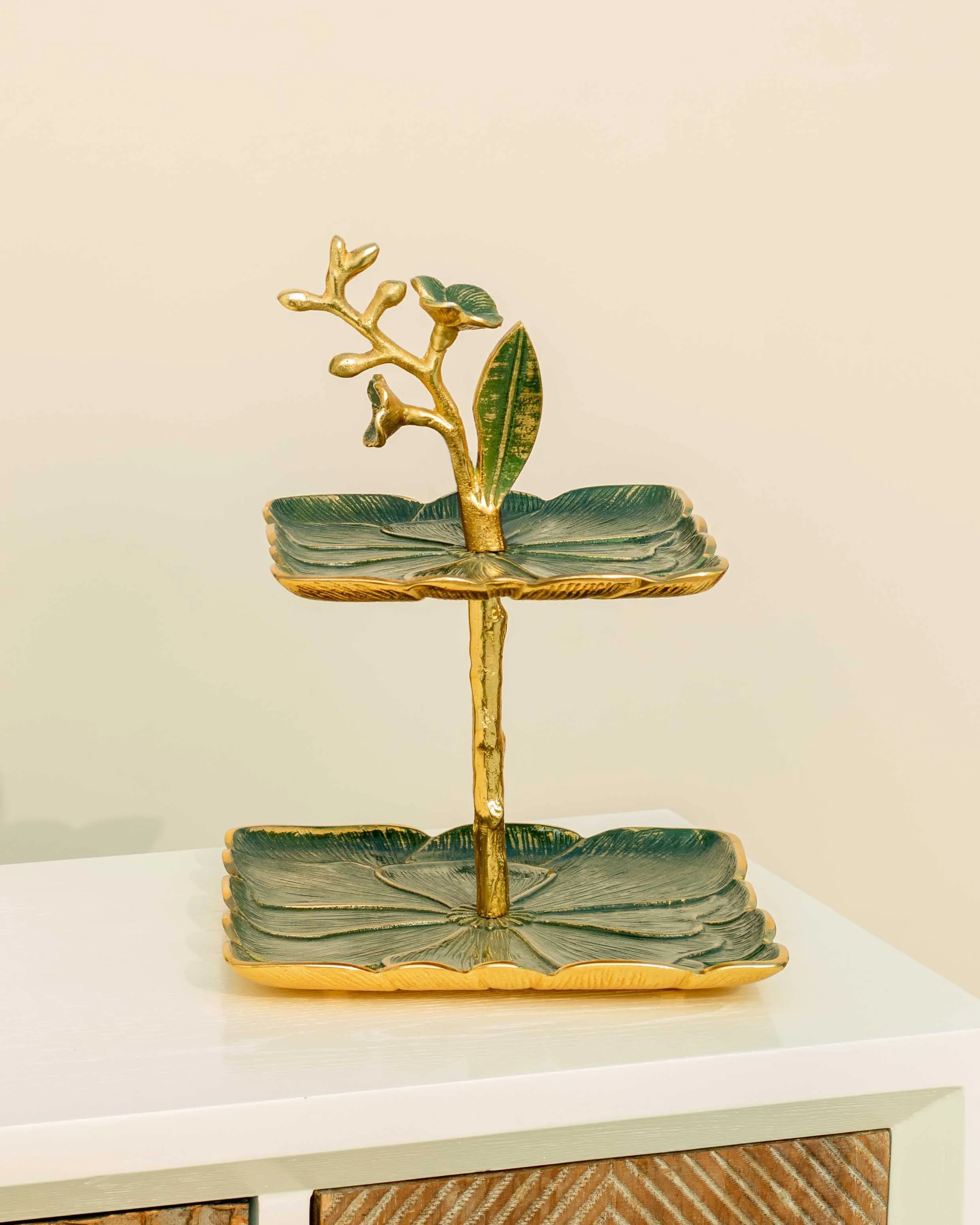 A Floral Elegance Two Tier Cake Stand - 14"