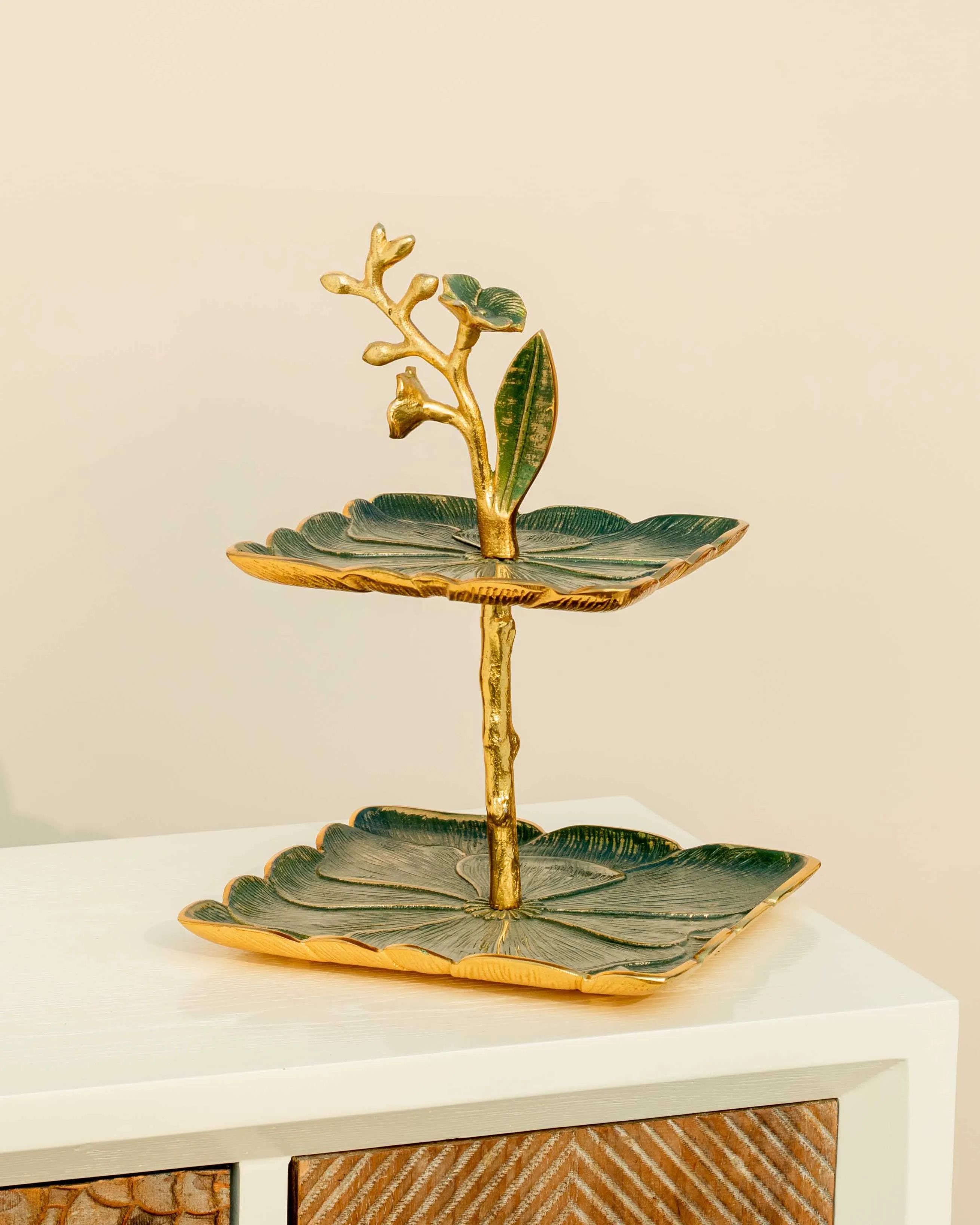 A Floral Elegance Two Tier Cake Stand - 14"