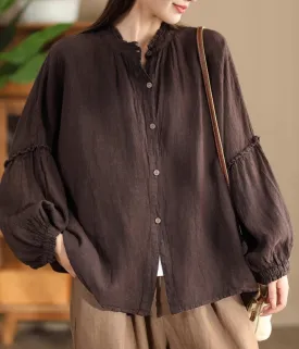 Babakud Women Autumn Retro Linen Classic Top