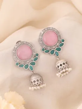 Blush Dhvajee Oxidised Jhumkis