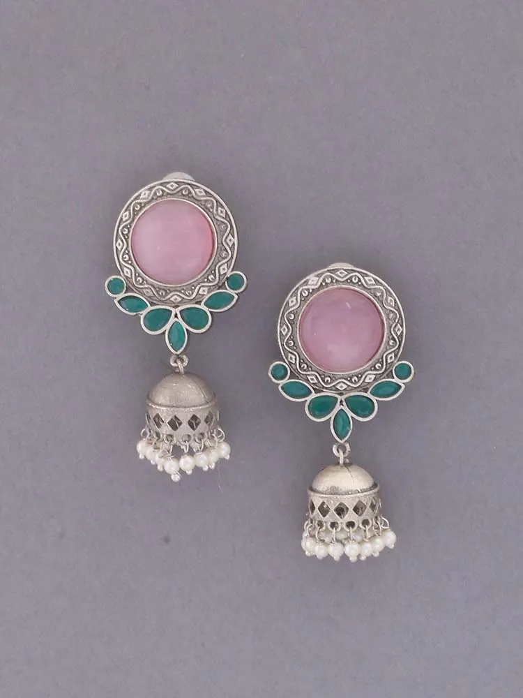 Blush Dhvajee Oxidised Jhumkis