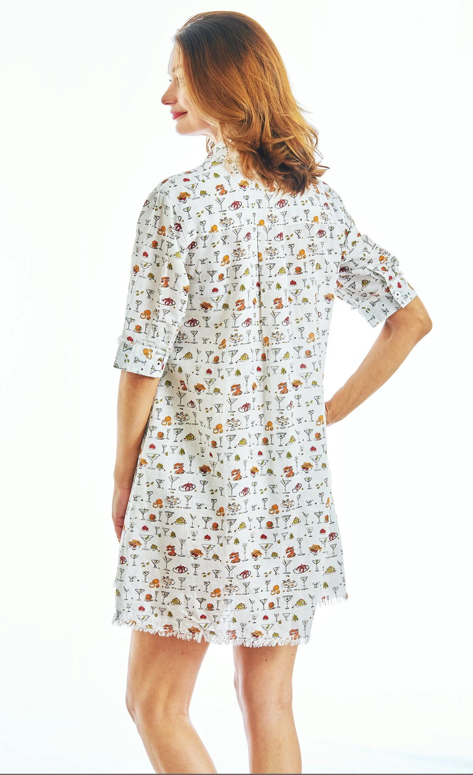 Chatham Dress Whimsical Martinis And Snacks Print