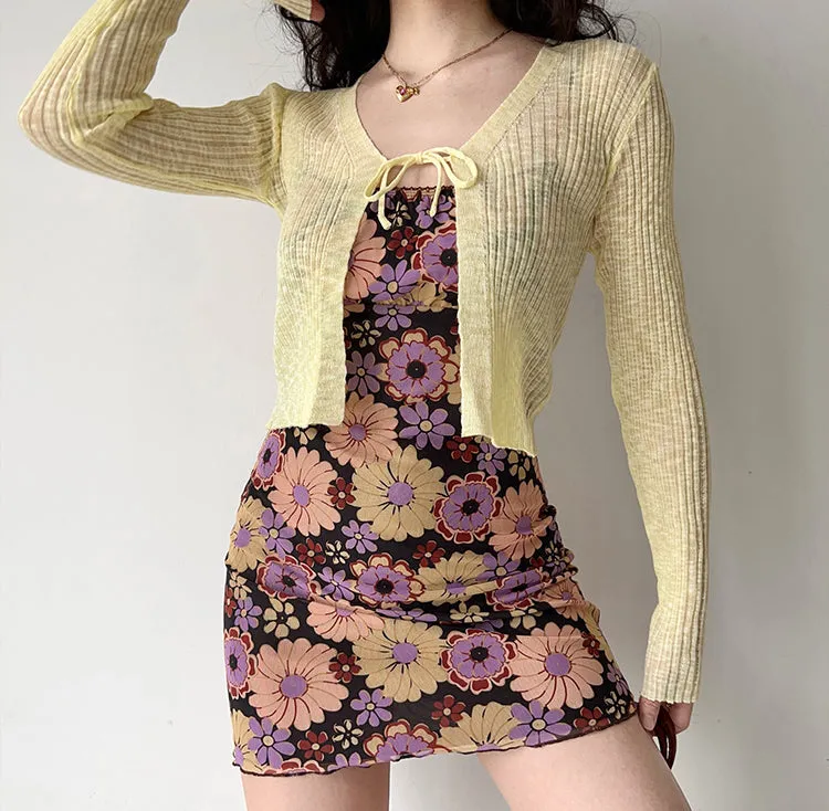 Christy Flowers Mesh Mini Dress