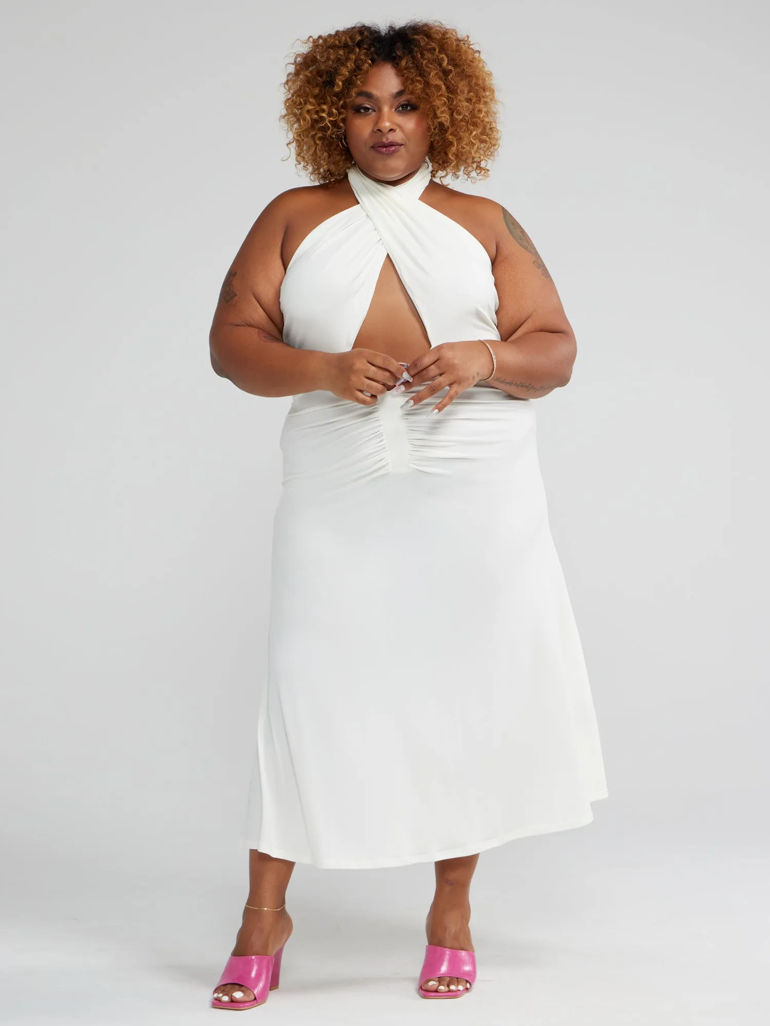 Crystal Crossneck Midi Dress