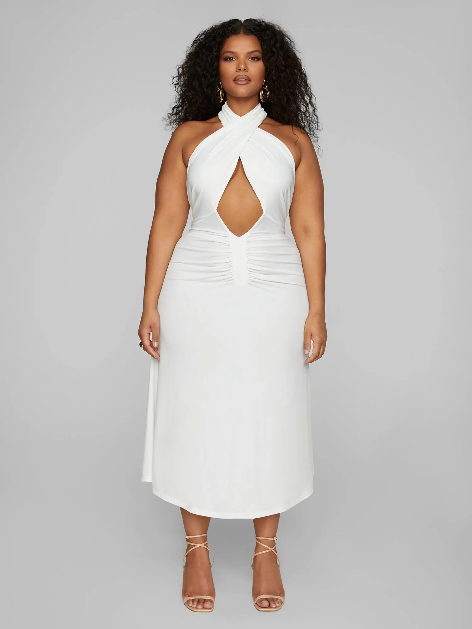 Crystal Crossneck Midi Dress