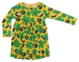 DUNS Long Sleeved Gathered Dress - Chestnut Daffodil Yellow