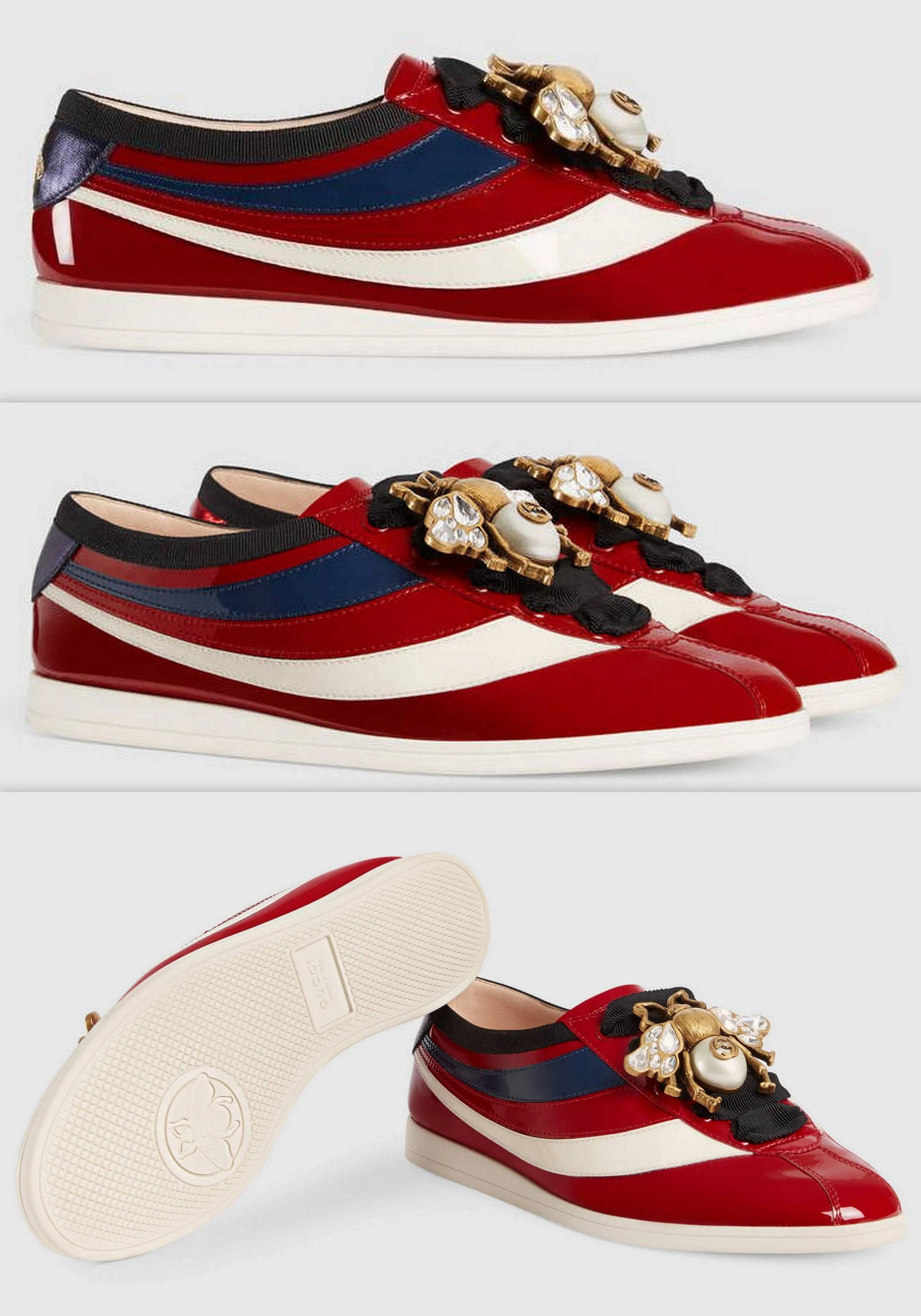 'Falacer' Patent Leather Sneaker with Web, Red