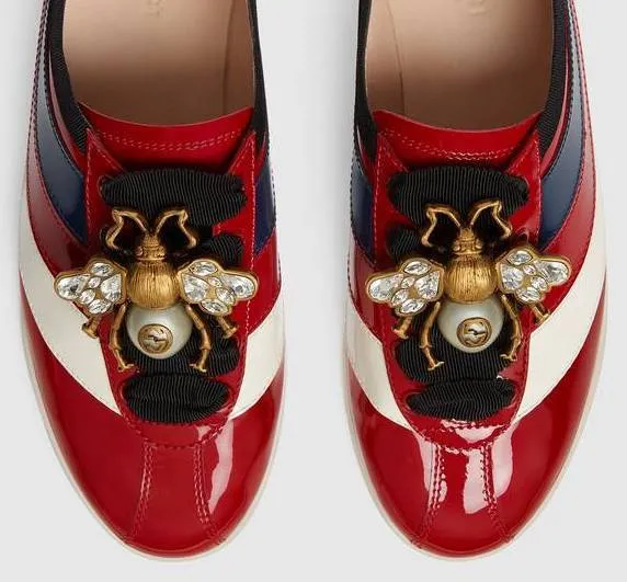 'Falacer' Patent Leather Sneaker with Web, Red