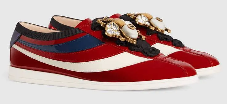 'Falacer' Patent Leather Sneaker with Web, Red