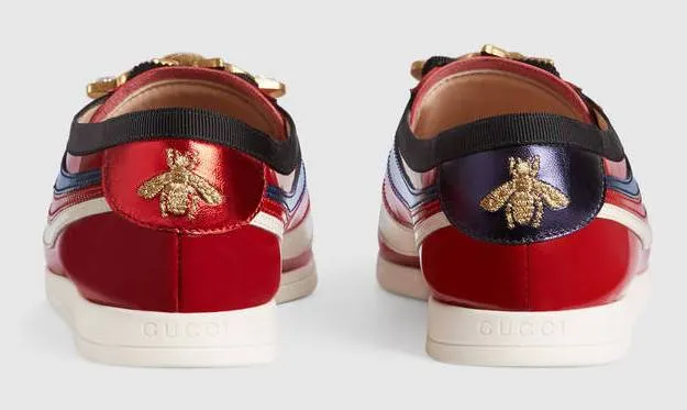'Falacer' Patent Leather Sneaker with Web, Red