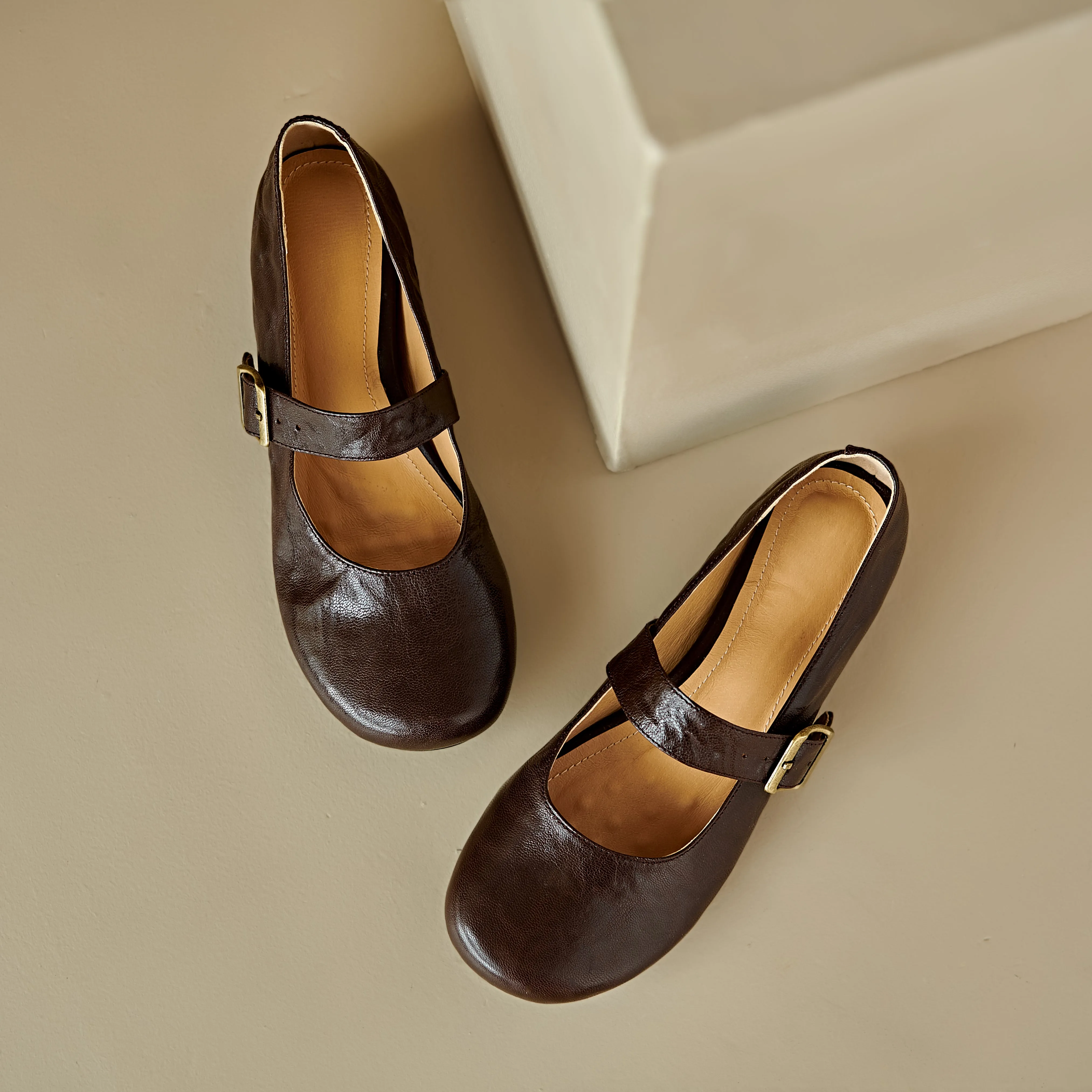 Handmade Vintage Soft Sole Mary Jane Ballet Flats Women's Shoes