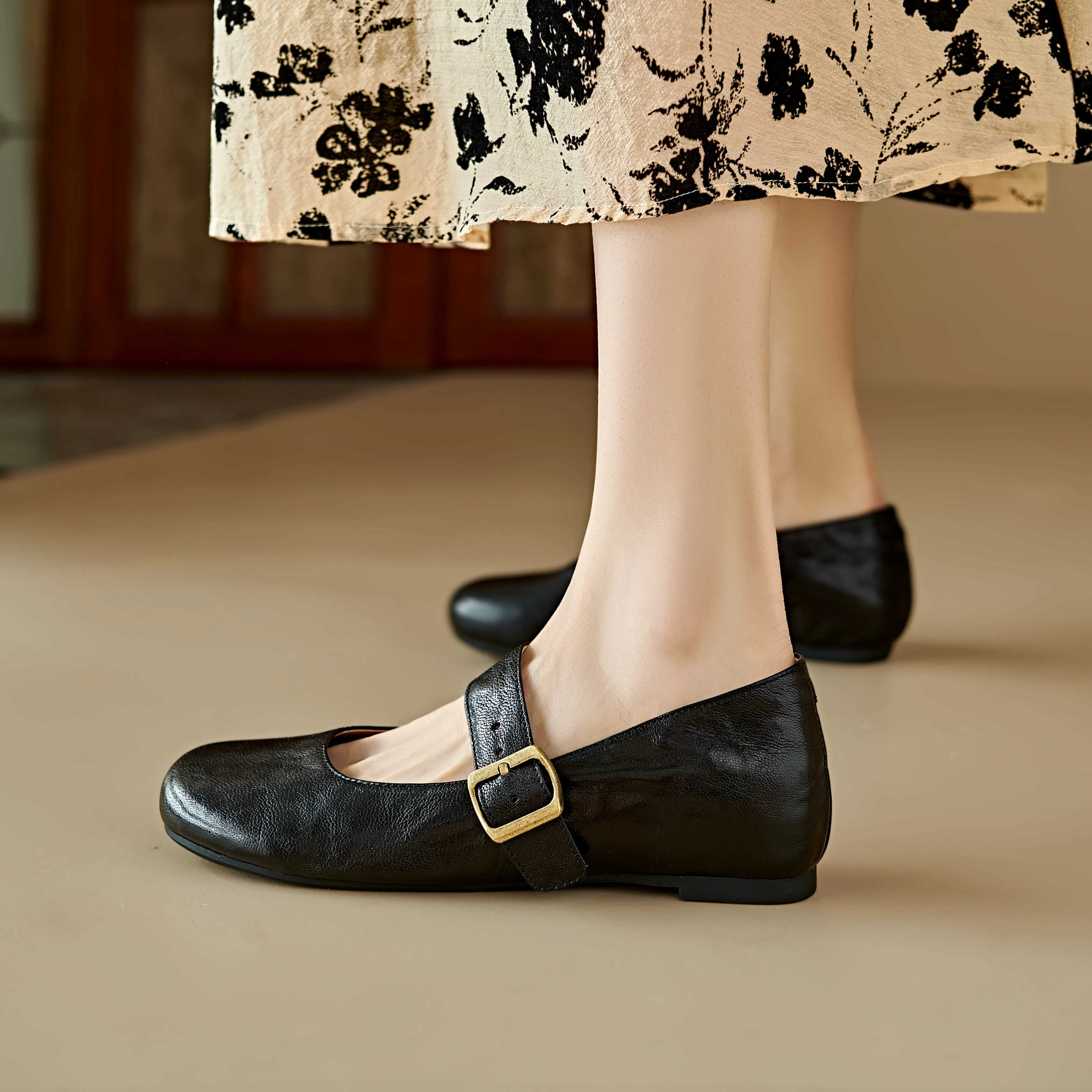 Handmade Vintage Soft Sole Mary Jane Ballet Flats Women's Shoes