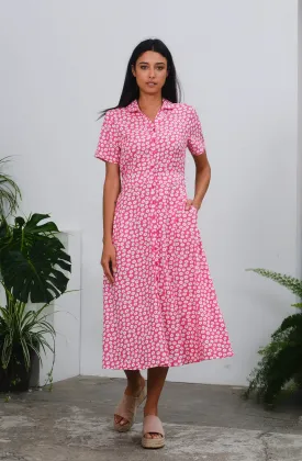 Jonie Dress in Pink Daisies Print