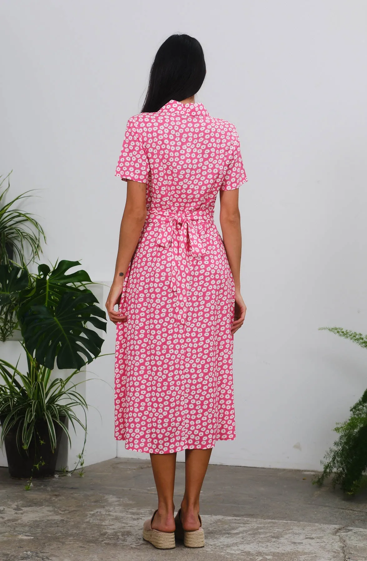 Jonie Dress in Pink Daisies Print