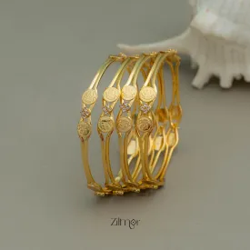 KF101677 - Gold Plated AD Stone Kashu Lakshmi Bangles