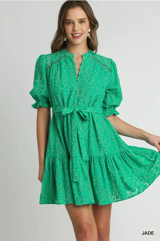 Lace Balloon Sleeve Dress