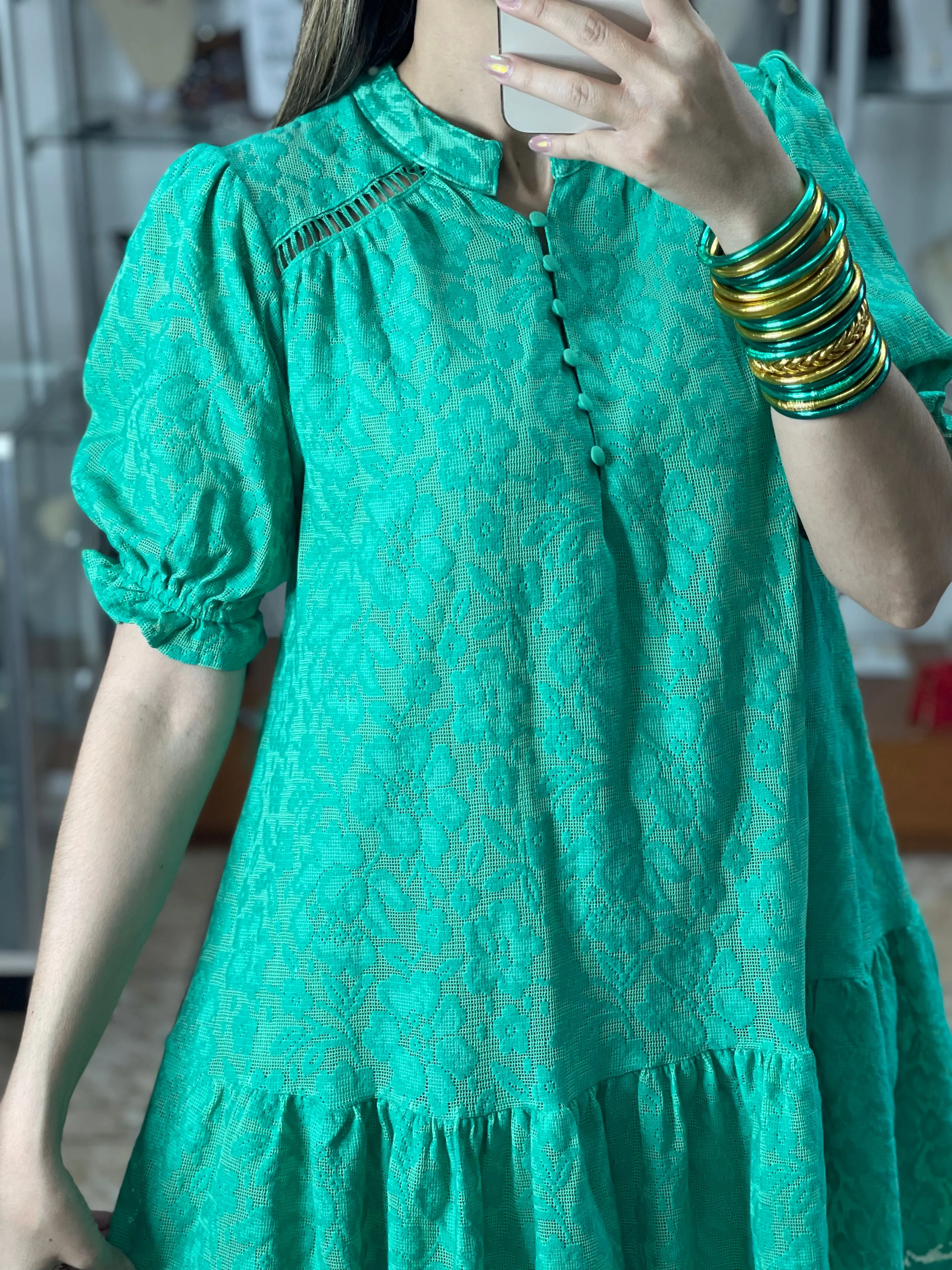 Lace Balloon Sleeve Dress