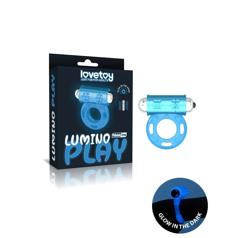 Lovetoy Lumino Play Glow-In-The-Dark Vibrating Cock Ring Blue