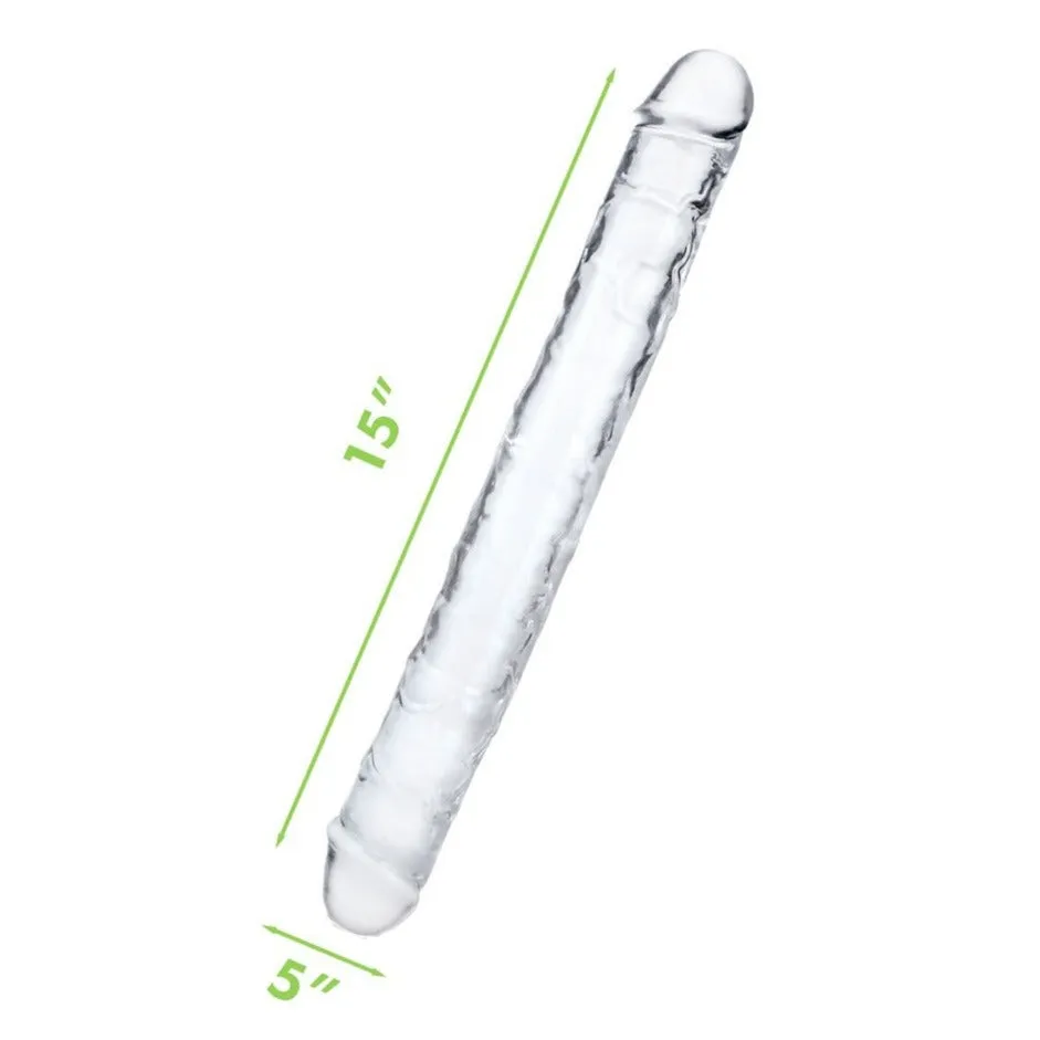 Me You Us Ultra Cock 15 Inch Jelly Double-Ended Dildo Clear