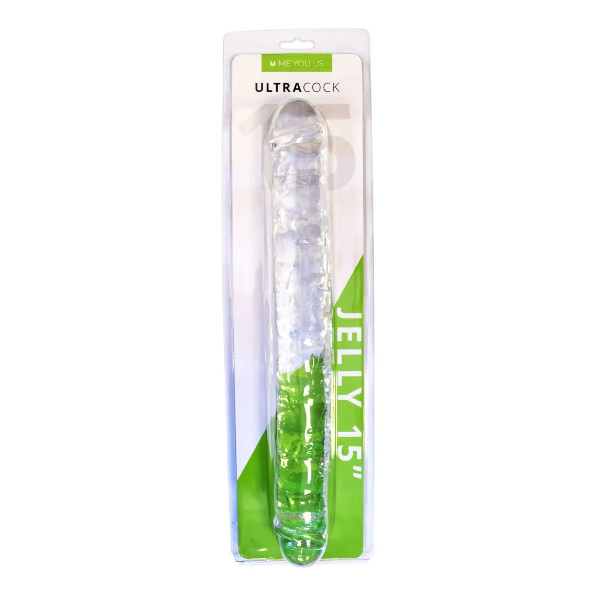 Me You Us Ultra Cock 15 Inch Jelly Double-Ended Dildo Clear