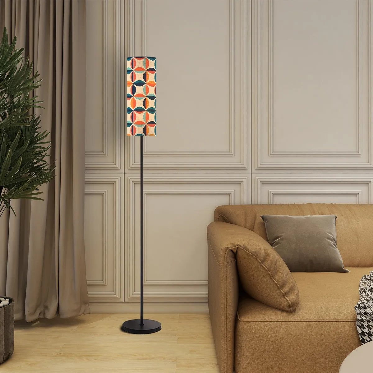 Mid Century Modern Orange Blue Teal Scandinavian Designed Floor Lamp
