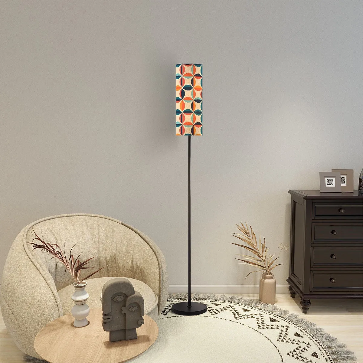 Mid Century Modern Orange Blue Teal Scandinavian Designed Floor Lamp