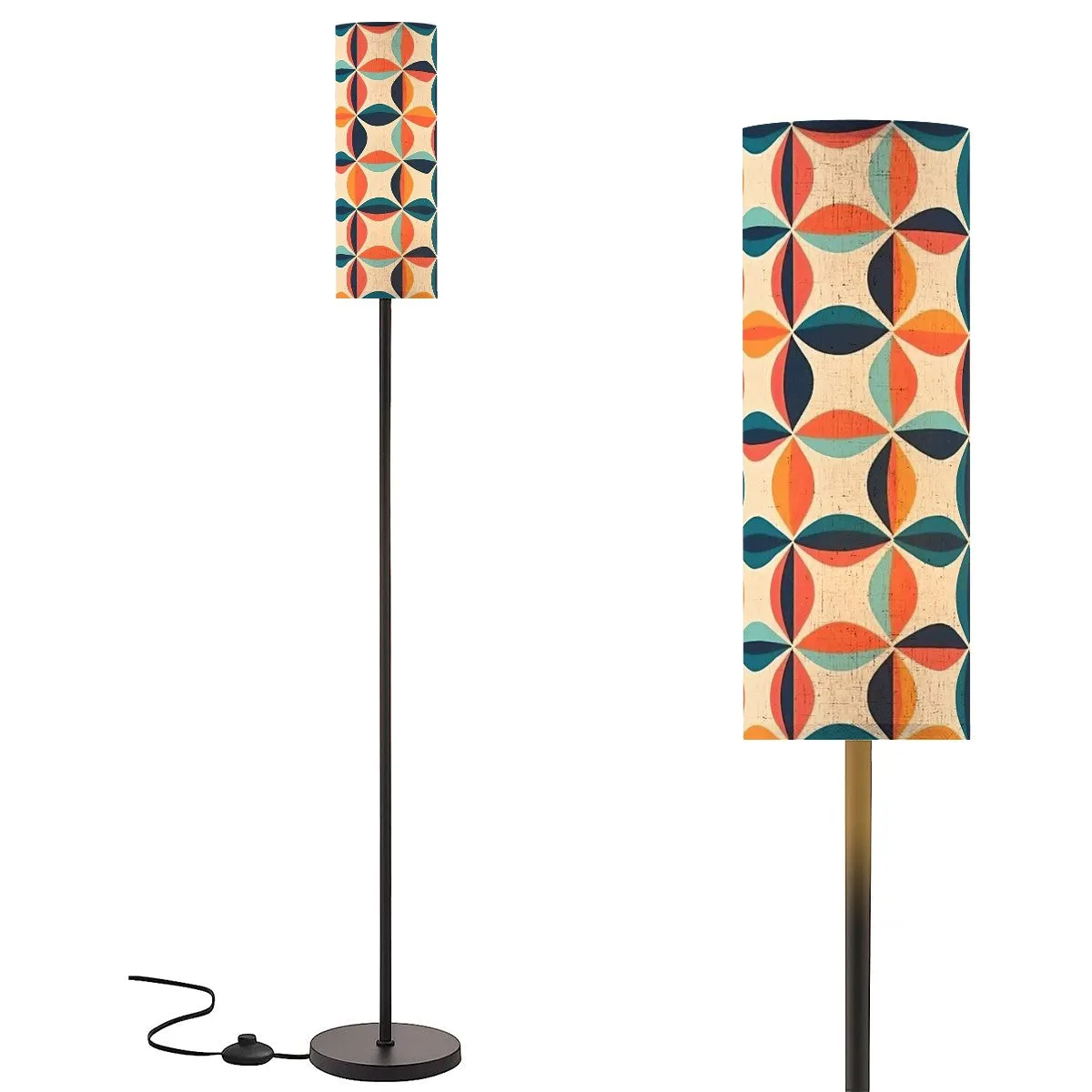 Mid Century Modern Orange Blue Teal Scandinavian Designed Floor Lamp