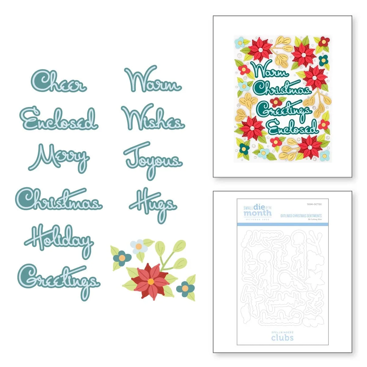Outlined Christmas Sentiments - Small Die of the Month