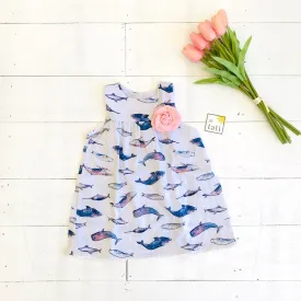Peony Dress in Indigo Whale Linen