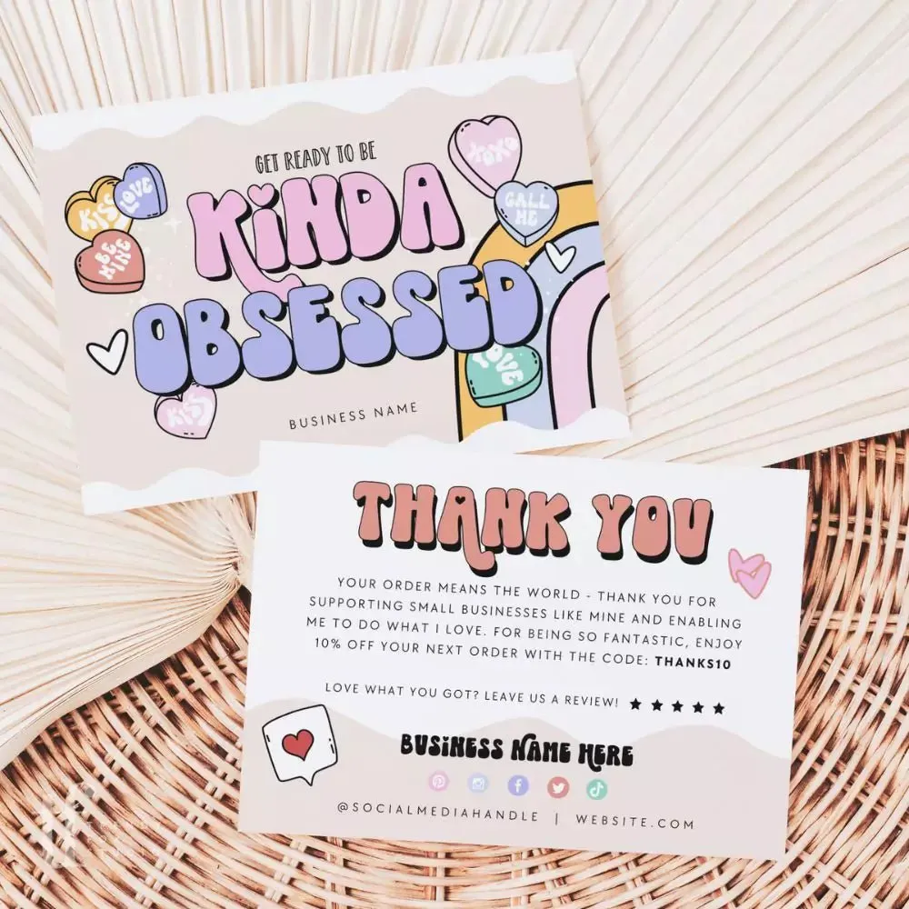 Retro Valentine's Day Business Thank You Card Canva Template