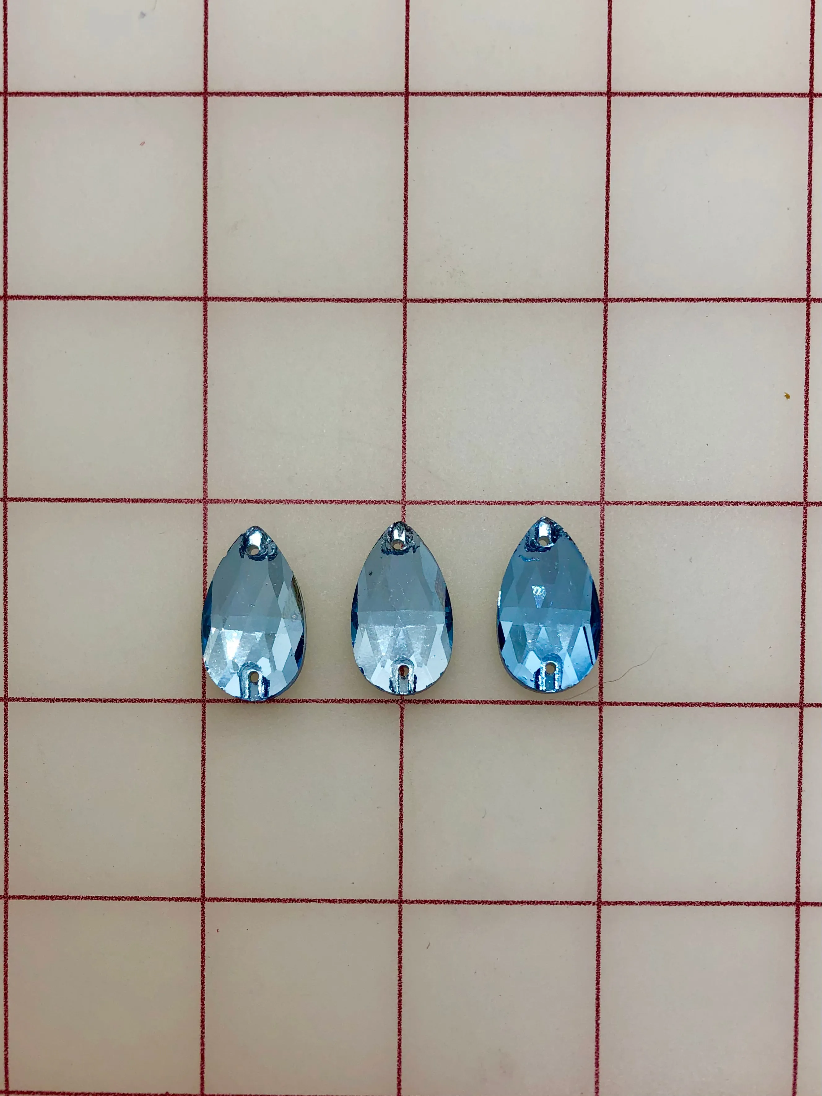 Rhinestones - 13x22mm Czech "Bright-Cut" Light Sapphire Pear-Shape Sew-On
