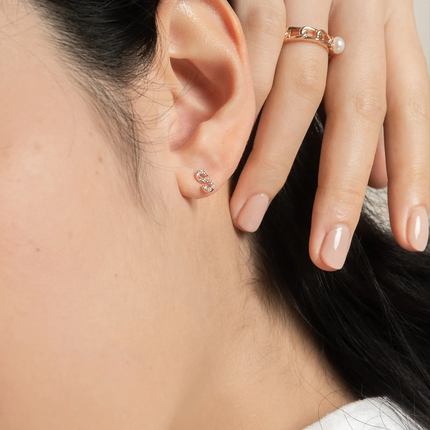 Rose Gold Initial Studs
