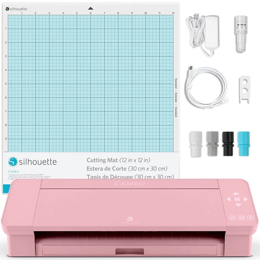 Silhouette Blush Pink Cameo 4 w/ Deluxe Blade & Tool Pack, Mat Pack, Vinyl