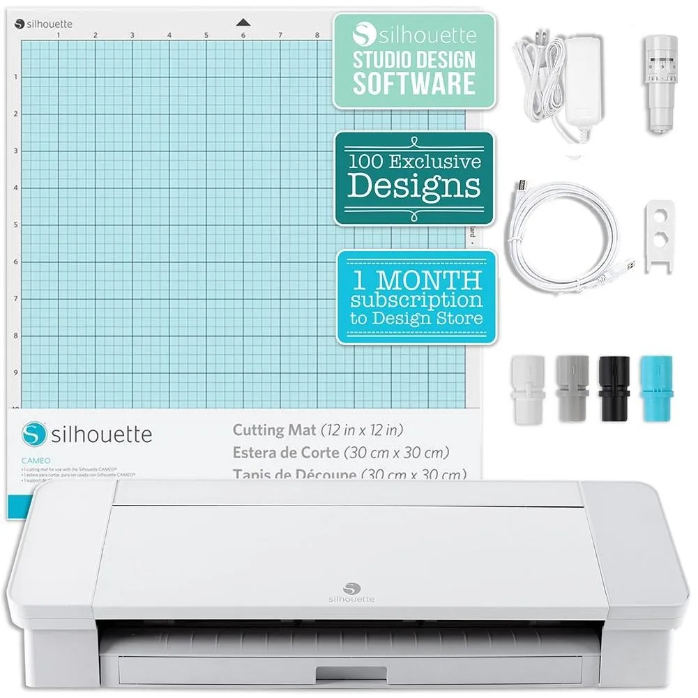 Silhouette White Cameo 4 w/ 15" x 15" Coral Slide Out Heat Press Bundle
