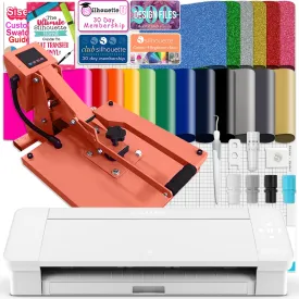 Silhouette White Cameo 4 w/ 15" x 15" Coral Slide Out Heat Press Bundle