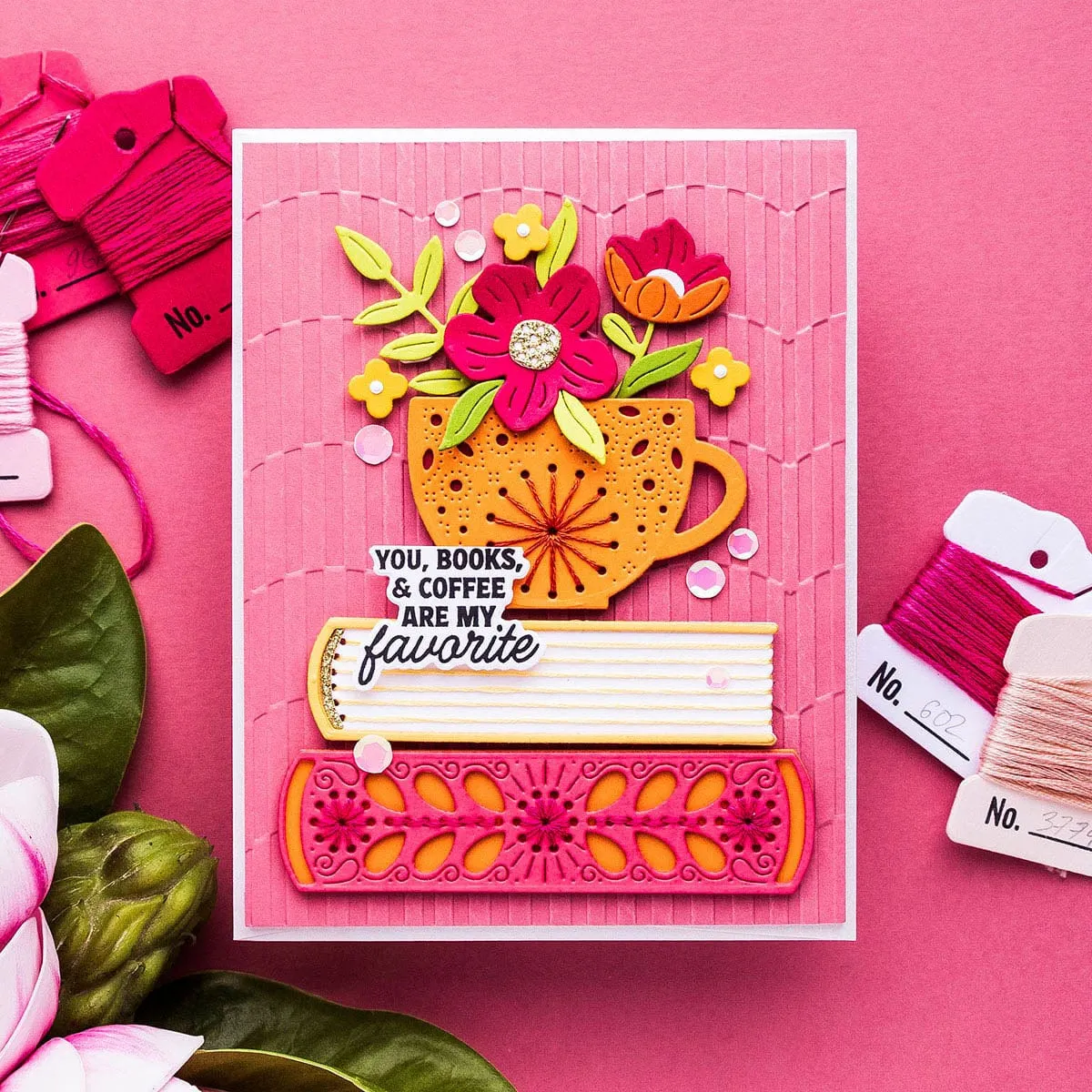 Stitched Read & Sip - Stitching Die of the Month